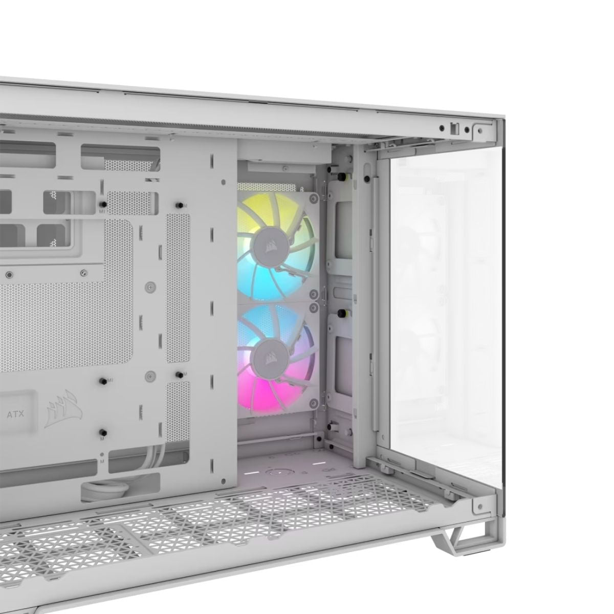 Gabinete Corsair Icue Link 2500X RGB Cristal Templado Panorámico Micro Tower Micro ATX; Blanco Blanco