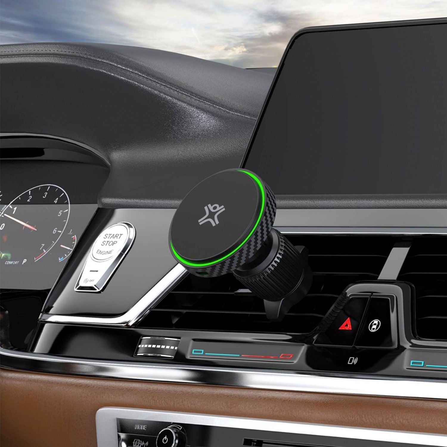 Cargador de auto inalámbrico para iPhone 15 W.