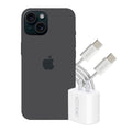 Apple iPhone 15 128GB Negro + Adaptador De Corriente USB-C 25W Con Cable
