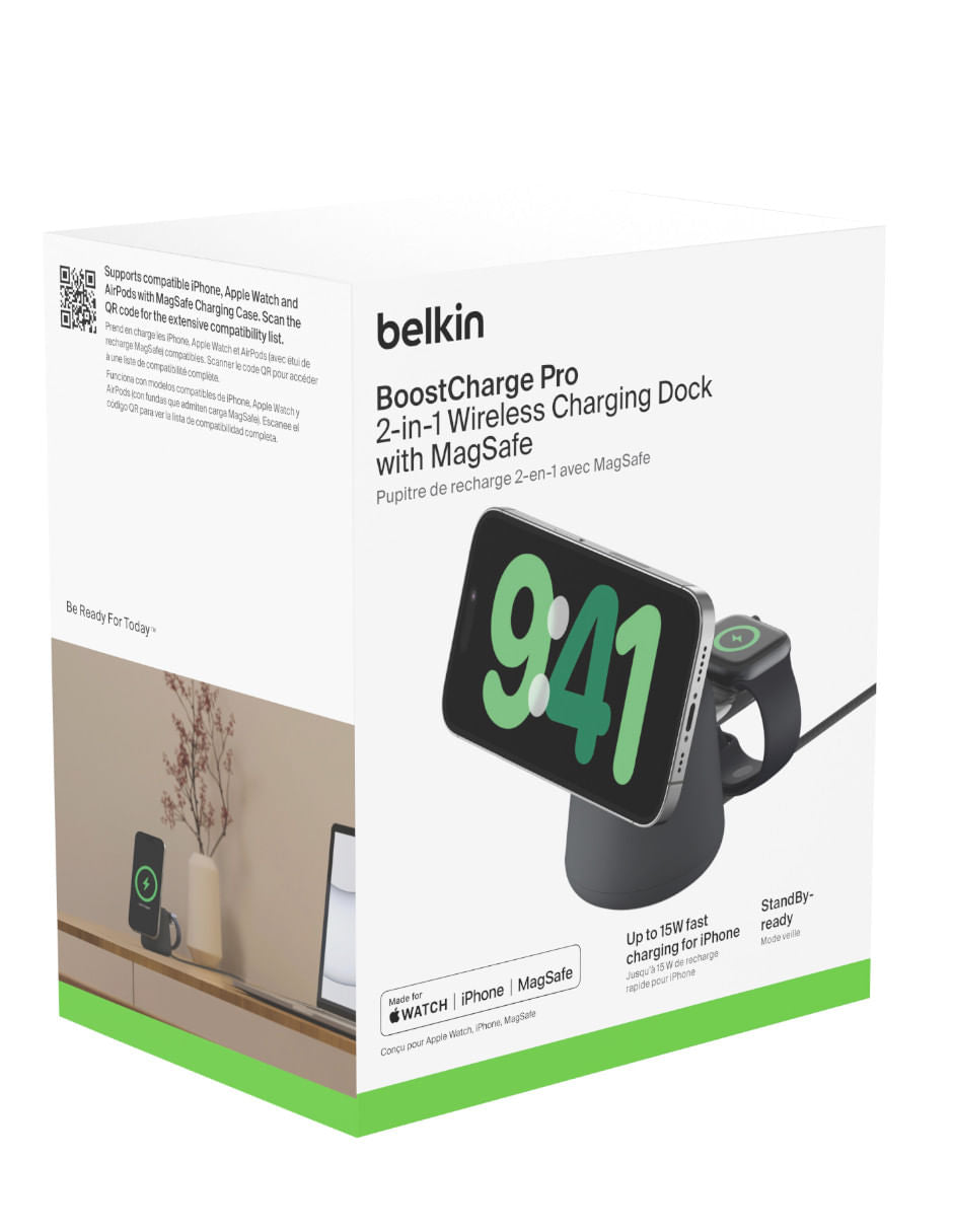 Cargador Wireless Belkin 15w Magsafe 2 En 1 Negro