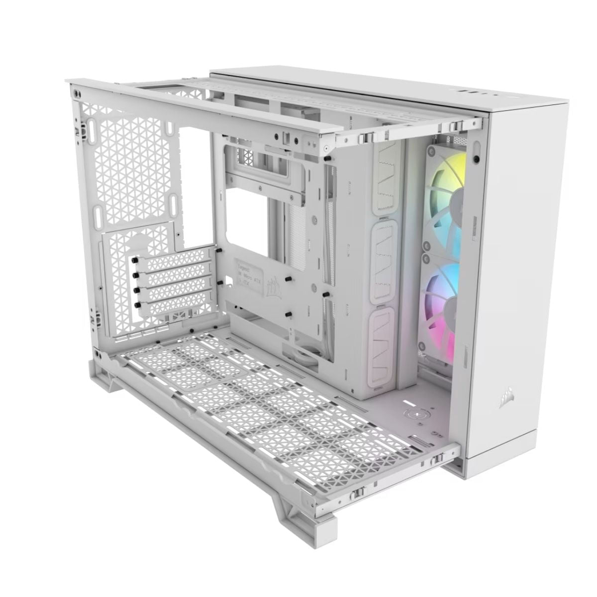 Gabinete Corsair Icue Link 2500X RGB Cristal Templado Panorámico Micro Tower Micro ATX; Blanco Blanco
