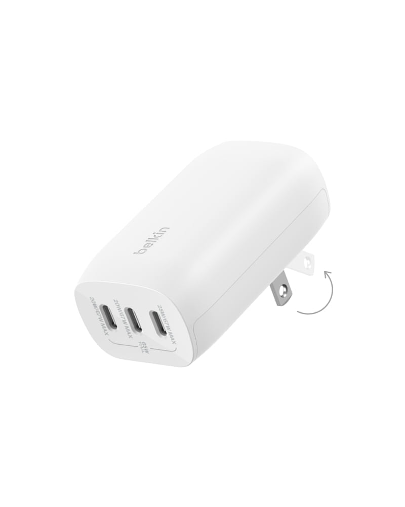 Cargador Belkin de Pared 3 Puertos USB-C Blanco