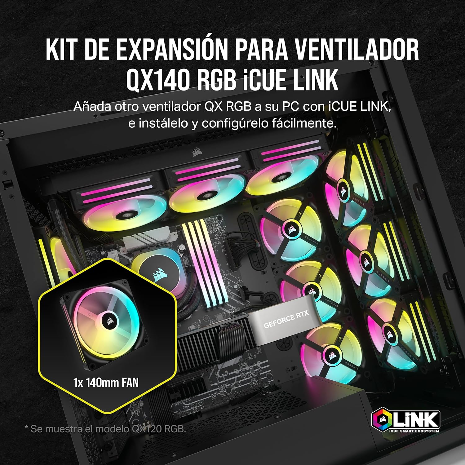 Ventilador Corsair iCue Link QX140 140mm RGB Blanco