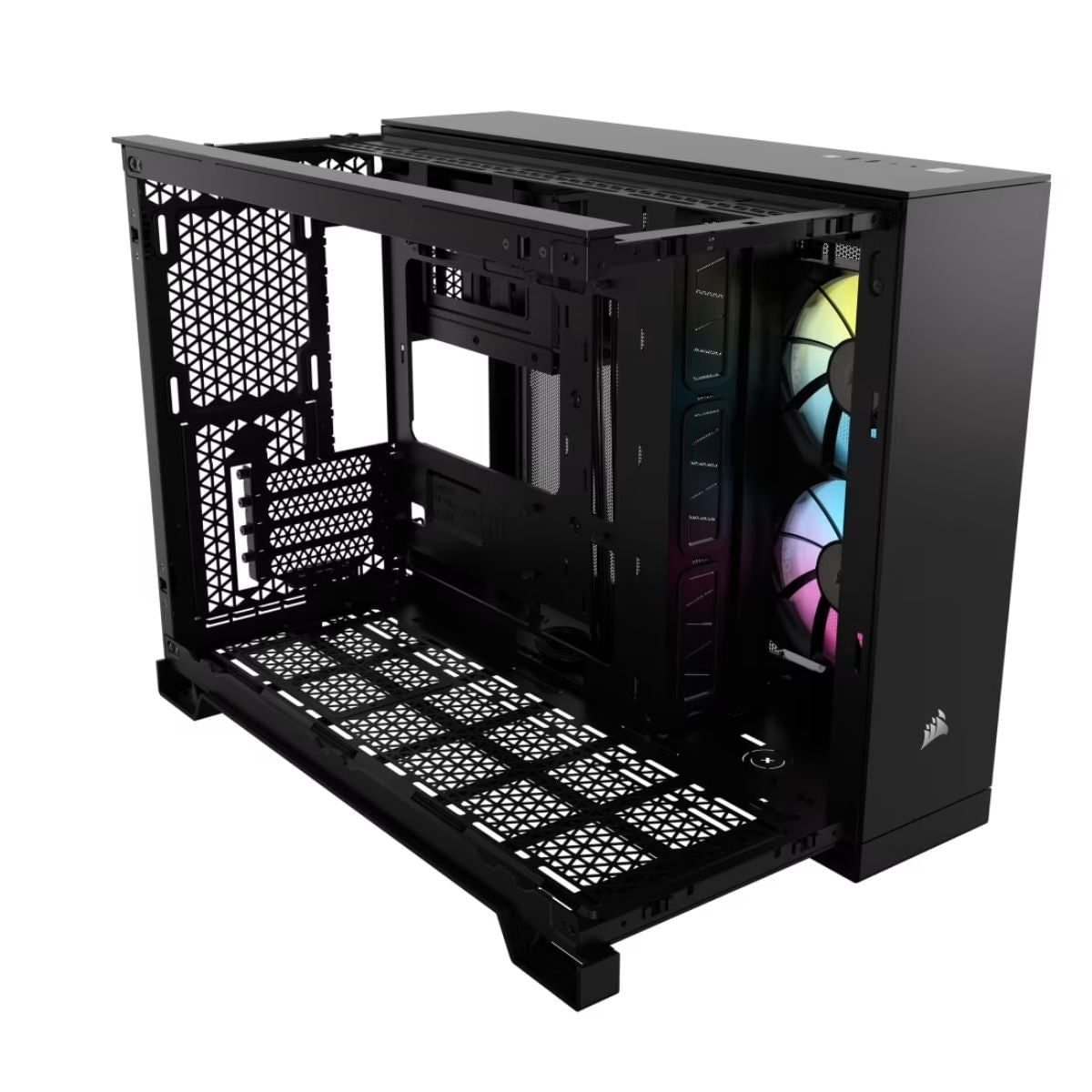 Gabinete Corsair Icue Link 2500X RGB Cristal Templado Panorámico Micro Tower Micro ATX; Negro Negro