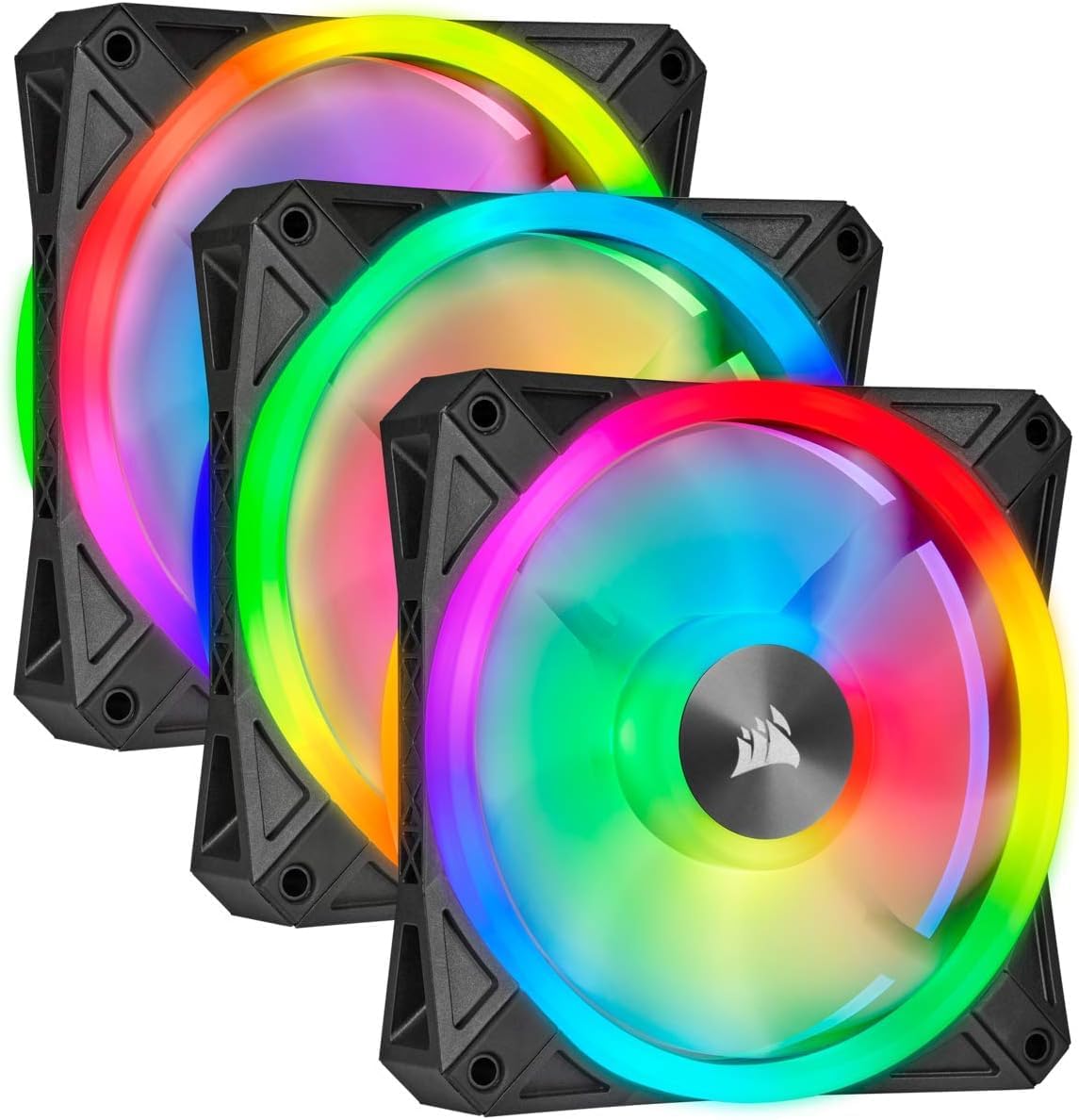 Ventilador Corsair iCUE QL120 RGB; 120mm; 1500RPM; PWM - 3 Piezas; incluye Lighting Node Core