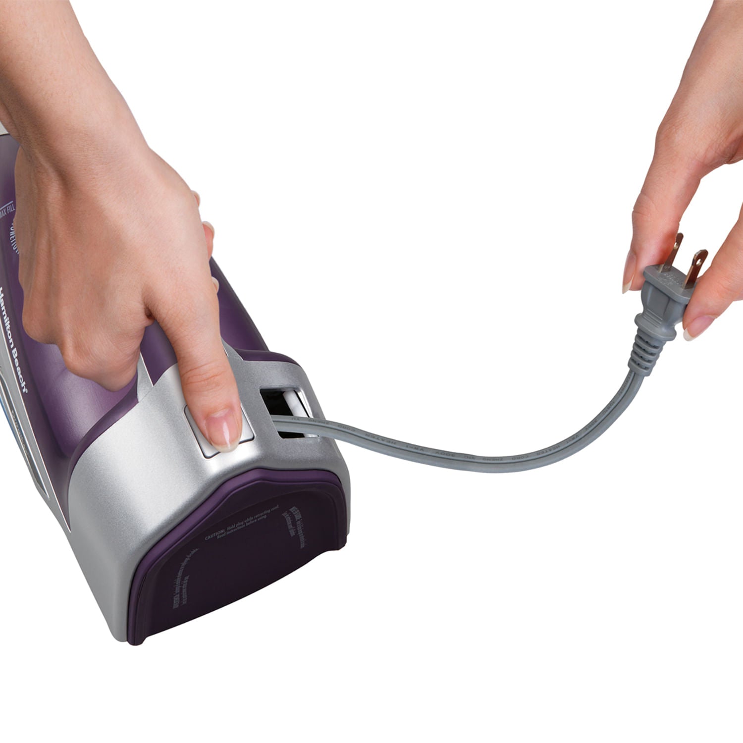 Hamilton Beach Plancha de vapor con cable retráctil 19803R Morado/Blanco