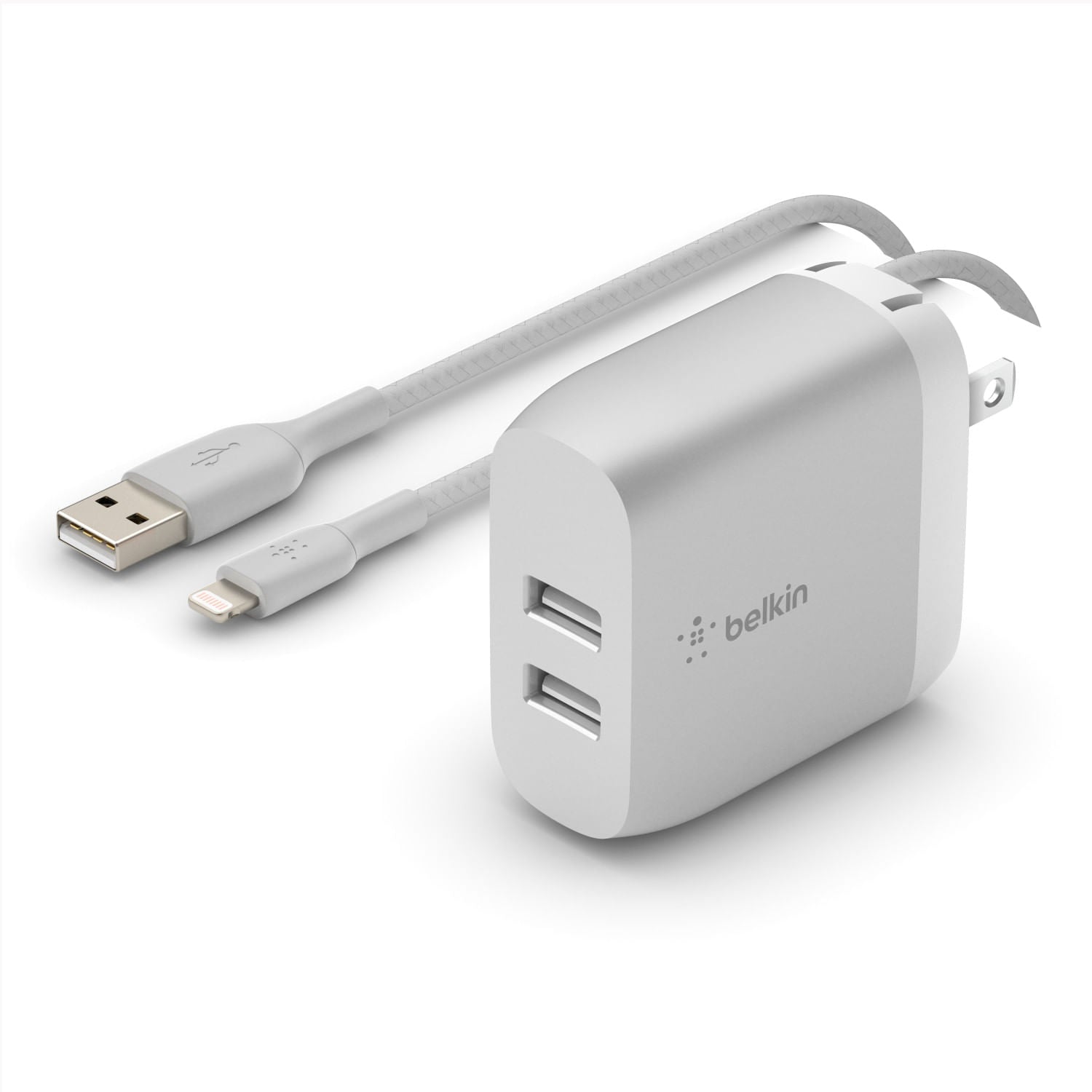 Cargador De Pared 2 Puertos Lightnig - USB A Belkin Blanco