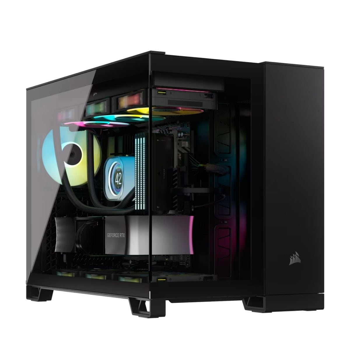 Gabinete Corsair Icue Link 2500X RGB Cristal Templado Panorámico Micro Tower Micro ATX; Negro Negro