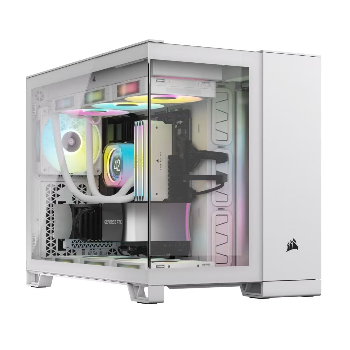 Gabinete Corsair Icue Link 2500X RGB Cristal Templado Panorámico Micro Tower Micro ATX; Blanco Blanco