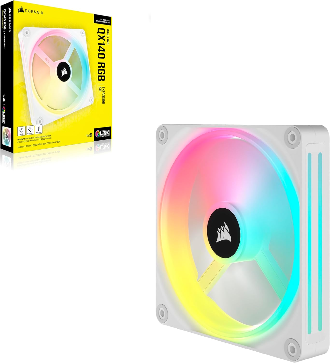 Ventilador Corsair iCue Link QX140 140mm RGB Blanco