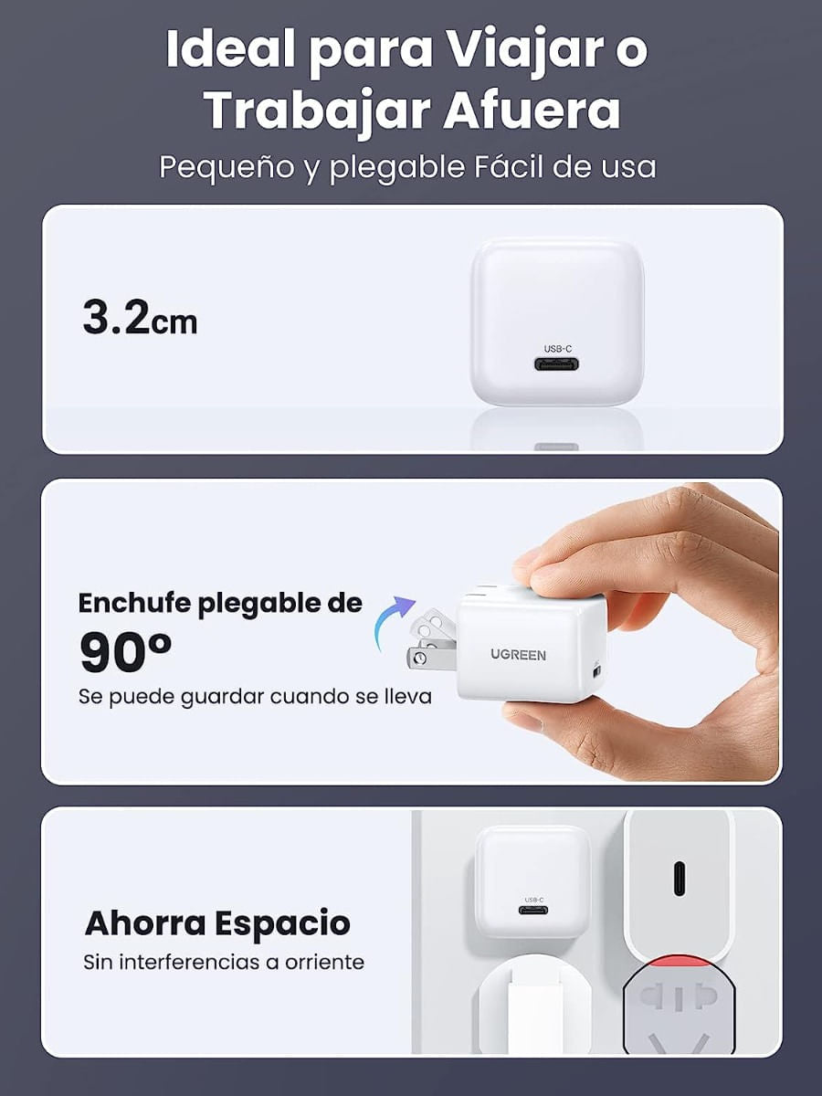 Cargador UGreen Nexode USB-C PD 30W Blanco