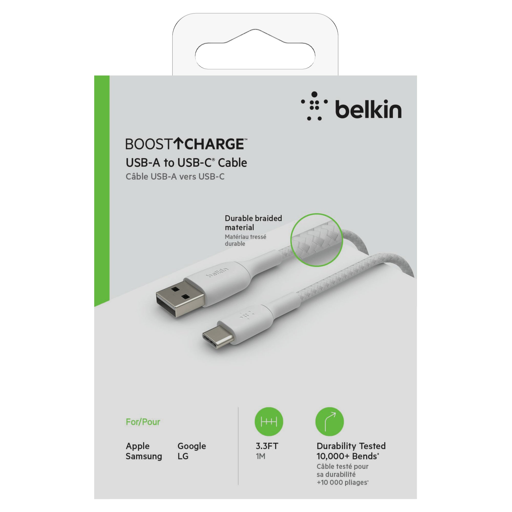 Cable Trenzado Usb C A Usb-A Negro 1M