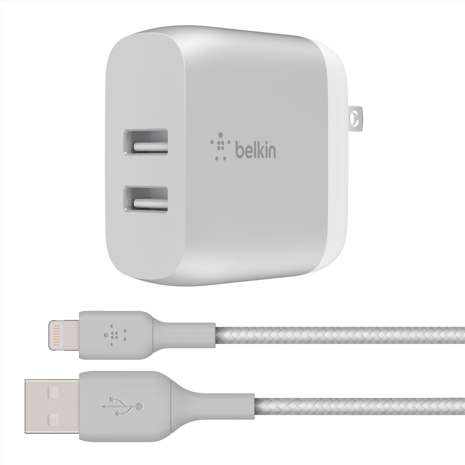 Cargador De Pared 2 Puertos Lightnig - USB A Belkin Blanco