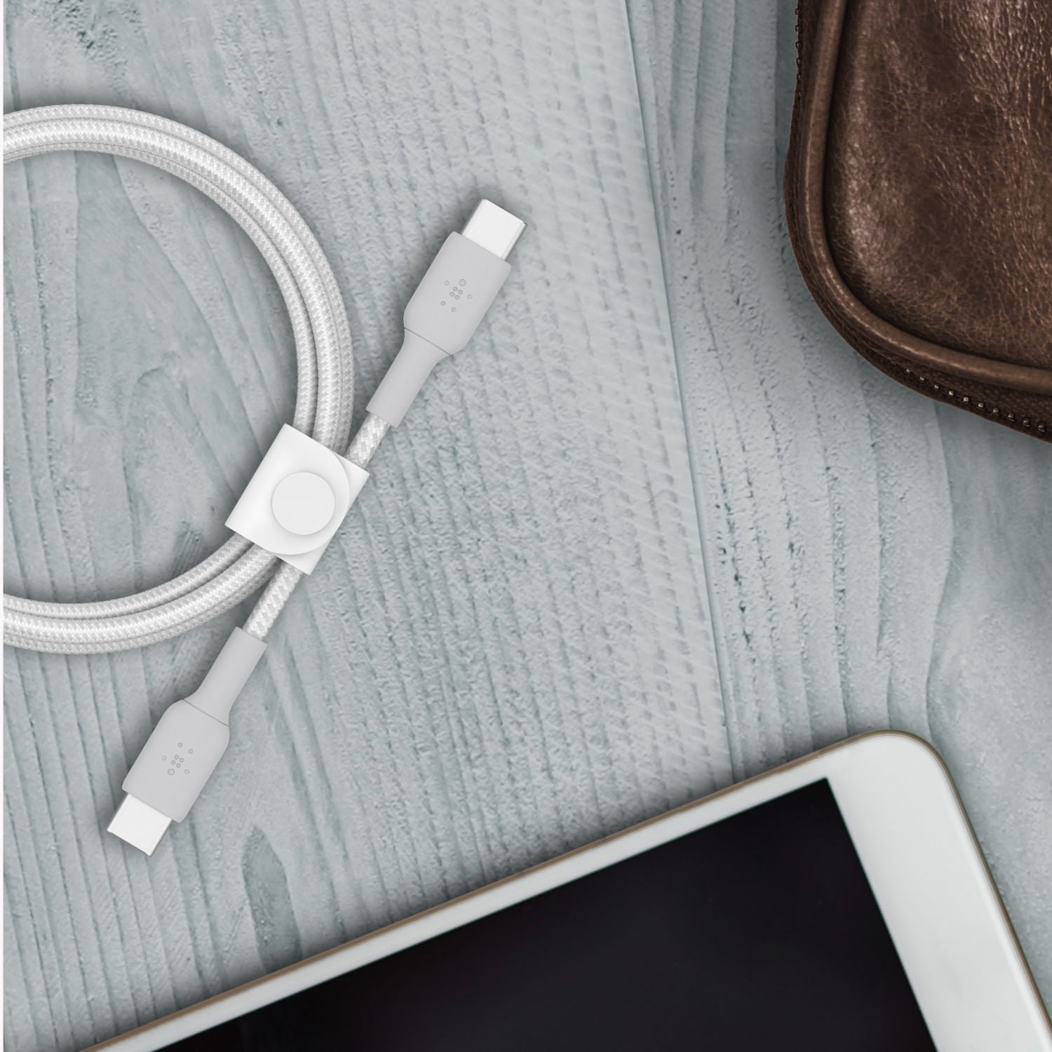 Cable Braided Belkin USB C a USB C Blanco
